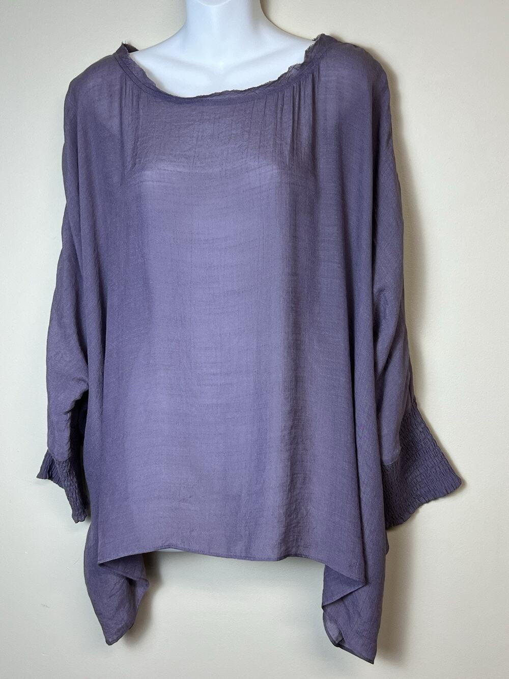 Boho Oversized Lavender Top Women's Large Batwing Sleeve Lagenlook Minimalist